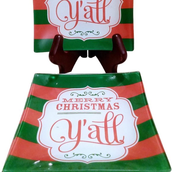 Christmas Glass Appetizer Tray,  Set of 4 Snack Plates, Glass Dessert Plates - Picture 10 of 10